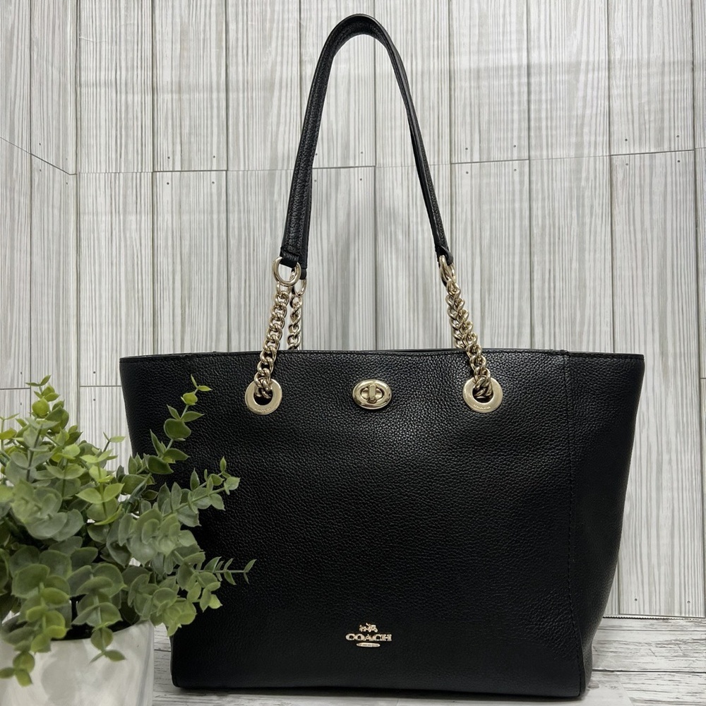 Coach Black Pebbled Leather Tote Shoulder Bag - Picture 2 of 11